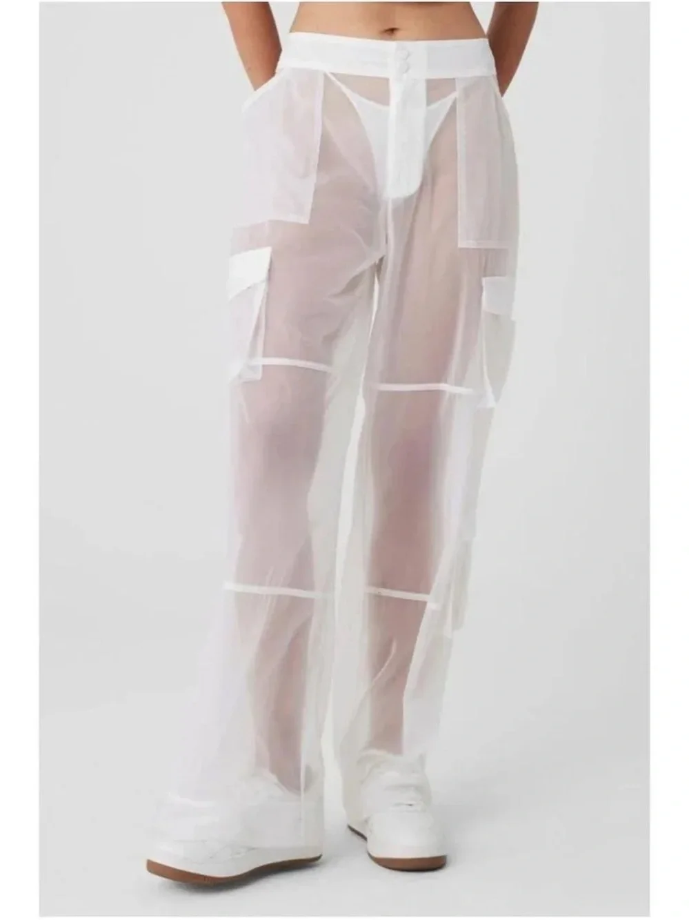 Alo Sheet White Cargo Trousers - Size Small